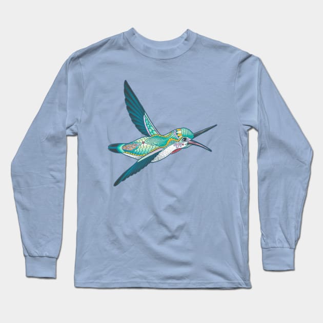 Mandala Hummingbird Long Sleeve T-Shirt by Theysaurus